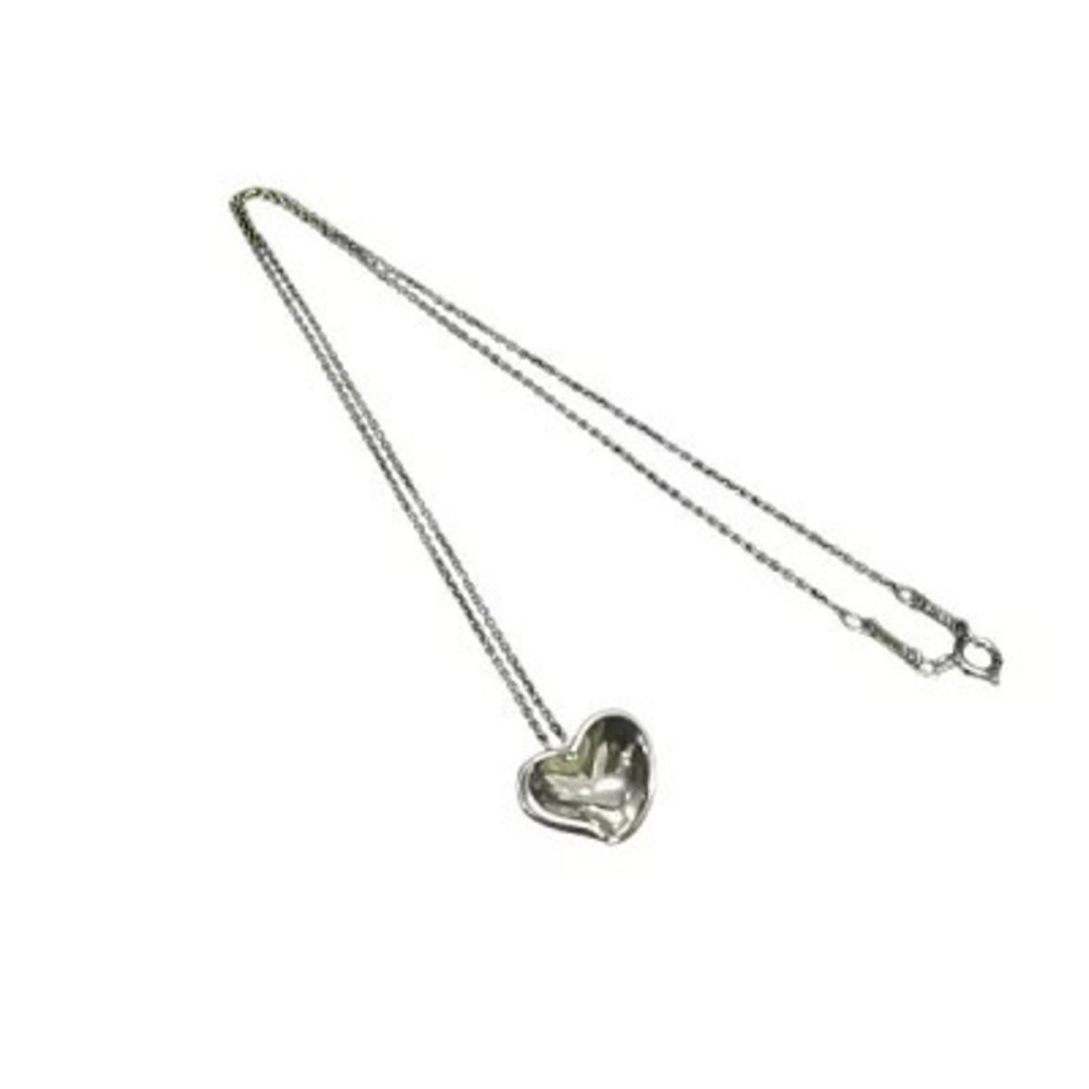 TIFFANY Co Elsa Peretti Curved Heart Necklace Sterling Silver